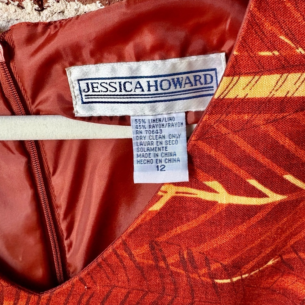 Y2K Jessica Howard linen blend orange dress - tagged: 12 - Picture 7 of 9